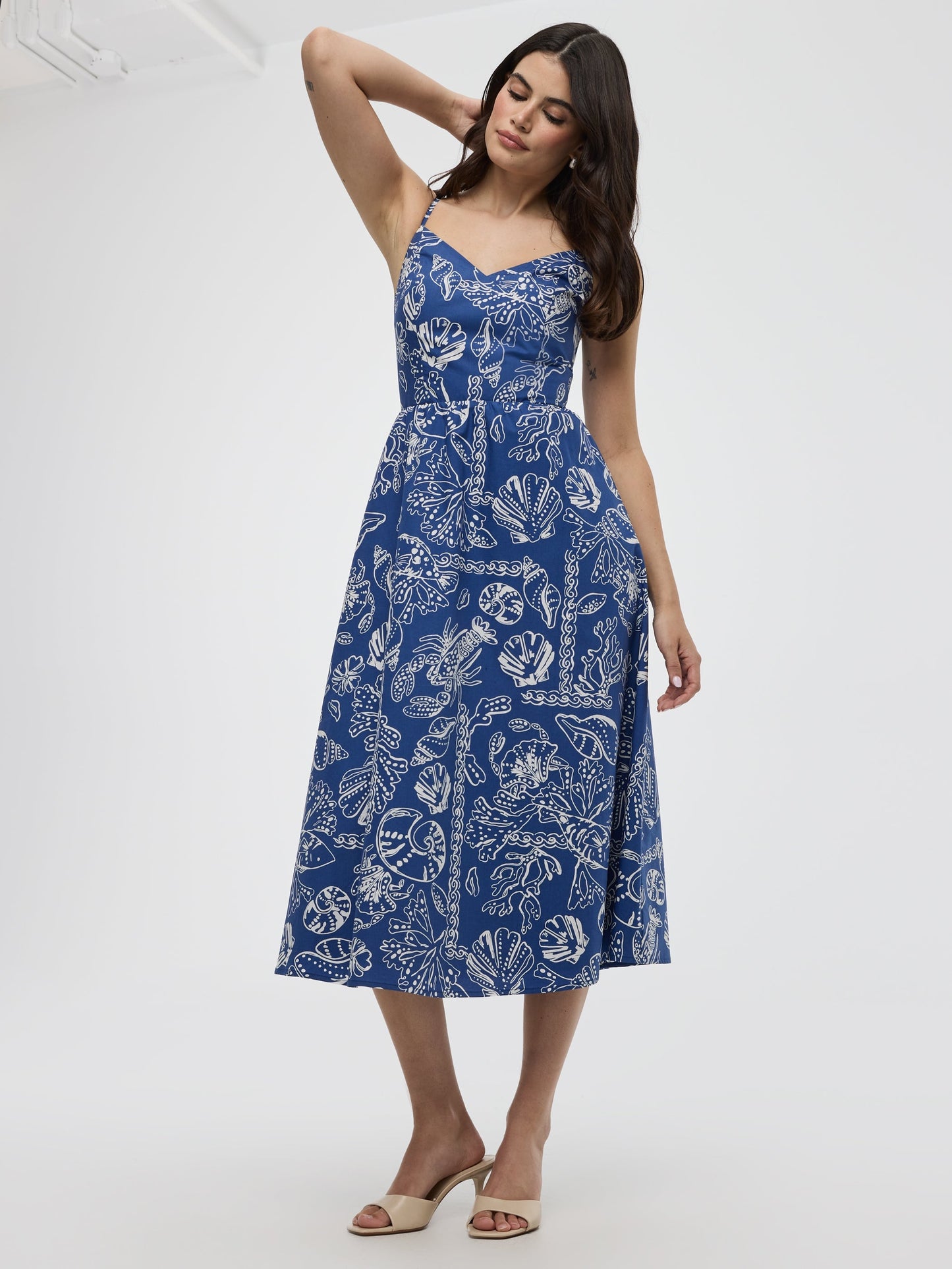 Sleeveless Fit and Flare Midi Dress