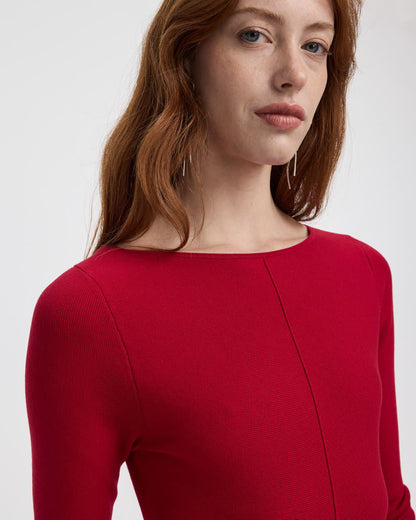 Long-Sleeve Boat-Neck Mini Dress