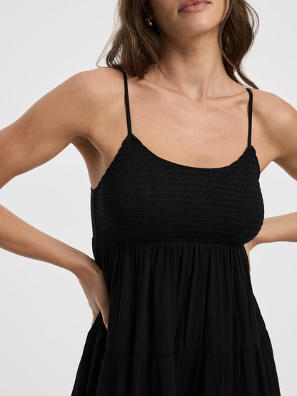 Sleeveless Mini Dress with Smocked Top