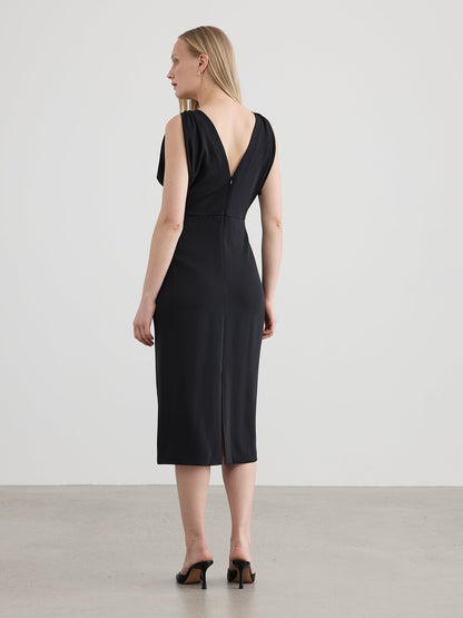 Sleeveless V-Neck Pencil Fitted Dress