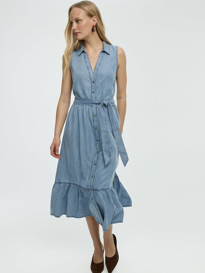 Sleeveless Buttoned-Down Midi Dress