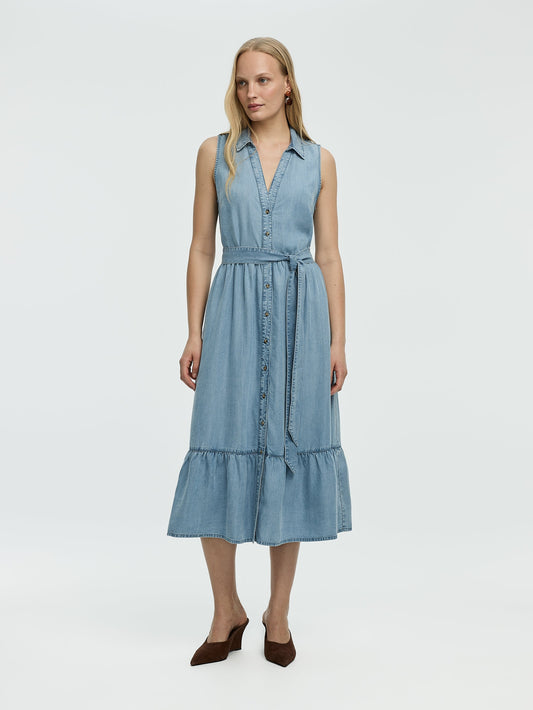 Sleeveless Buttoned-Down Midi Dress