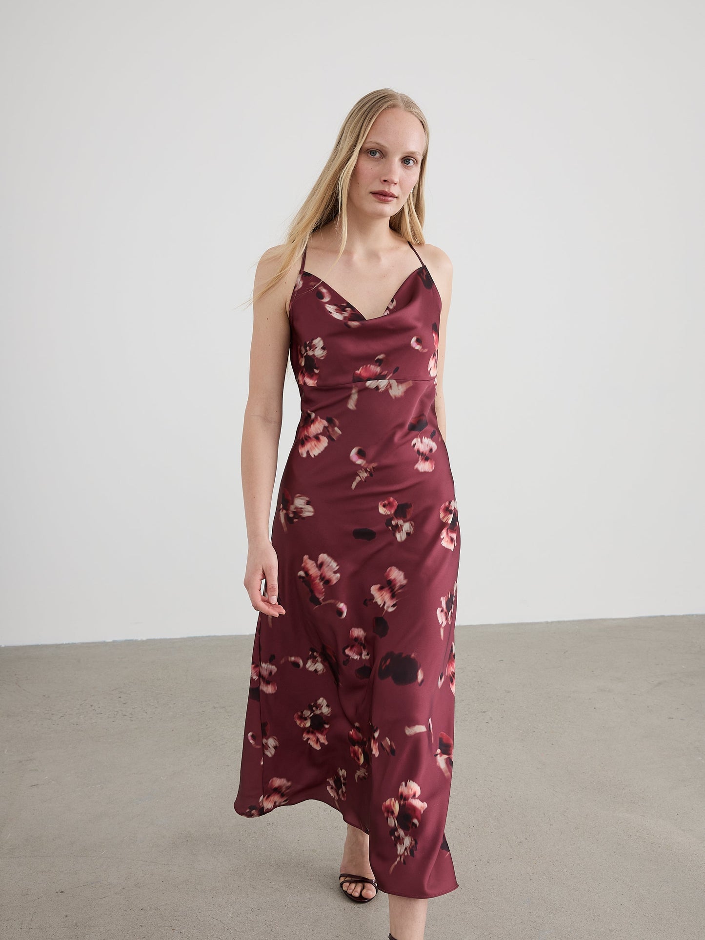 Sleeveless Maxi Dress with Cowl Neckline