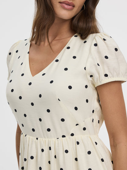 Short-Sleeve V-Neck Midi Dress