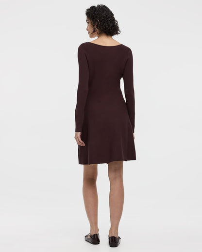 Long-Sleeve Boat-Neck Mini Dress