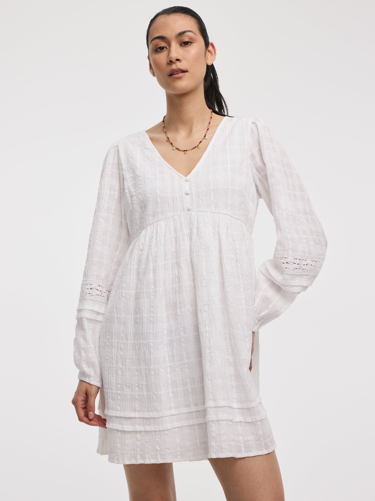 Long-Sleeve V-Neck Empire Dress