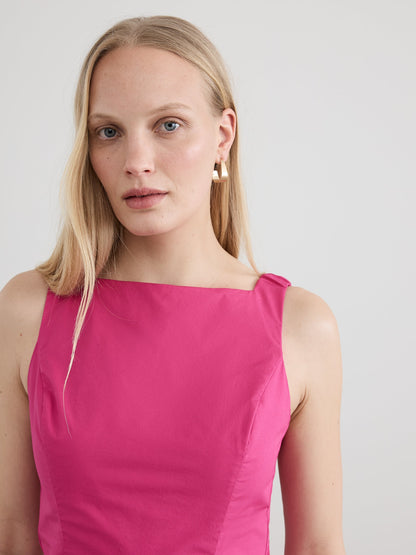 Sleeveless Boat-Neck Maxi Dress