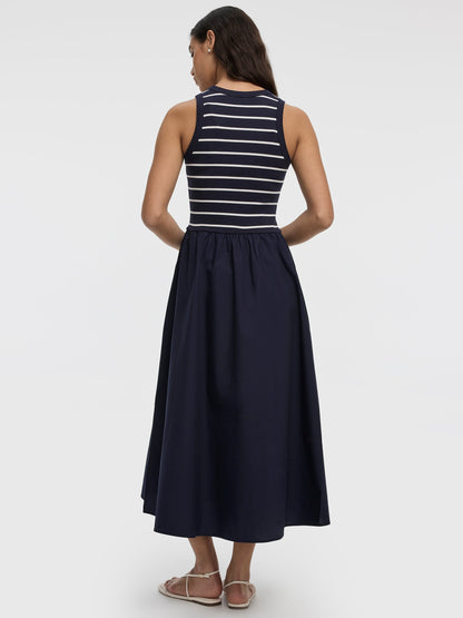 Sleeveless Mix-Media Maxi Dress