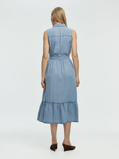 Sleeveless Buttoned-Down Midi Dress