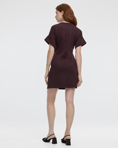 Short-Sleeve Fitted Dress with Knot Detail
