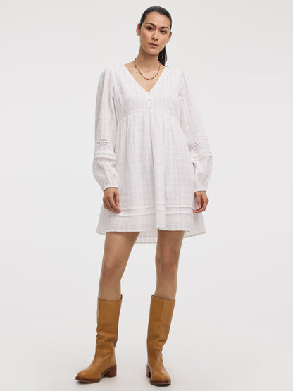 Long-Sleeve V-Neck Empire Dress