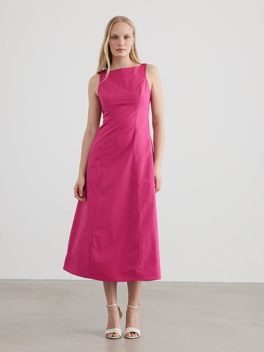 Sleeveless Boat-Neck Maxi Dress