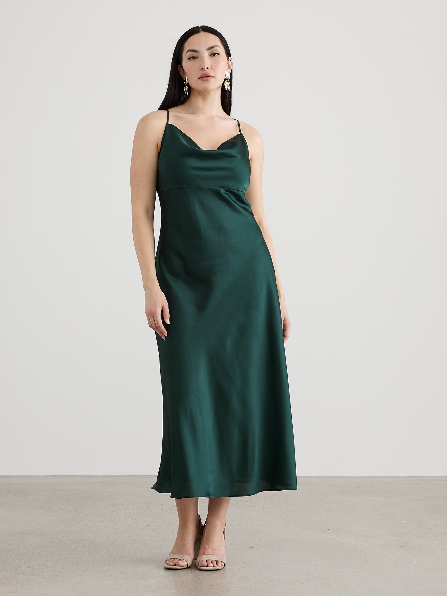 Sleeveless Maxi Dress with Cowl Neckline