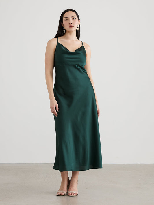 Sleeveless Maxi Dress with Cowl Neckline