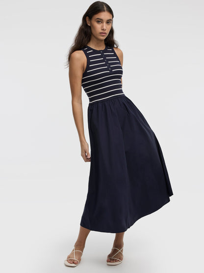 Sleeveless Mix-Media Maxi Dress