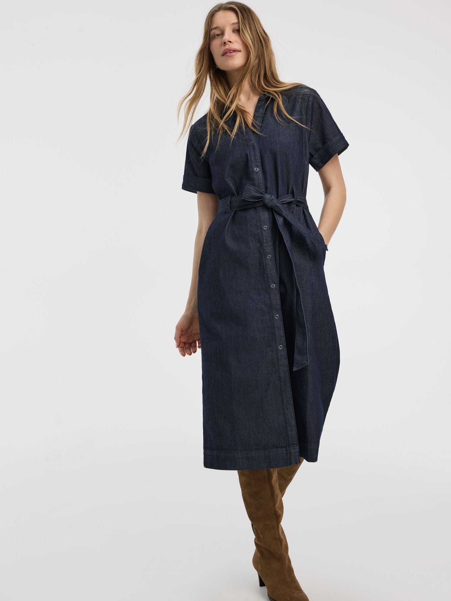 Short-Sleeve Shirt Denim Dress